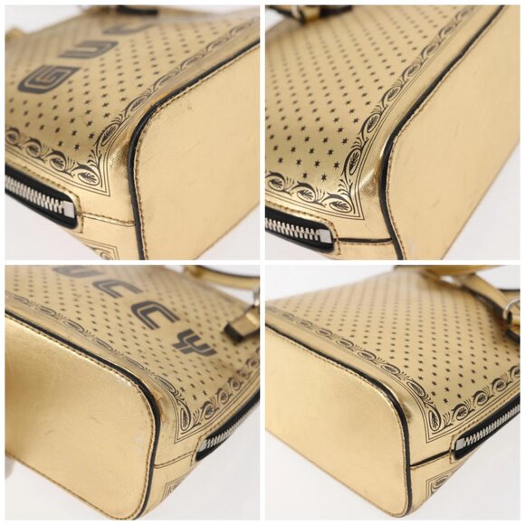 GUCCI GUCCY Print GUCCIxSEGA Bag Leather Gold Silver 511189 Auth bs30126 - Picture 14 of 16
